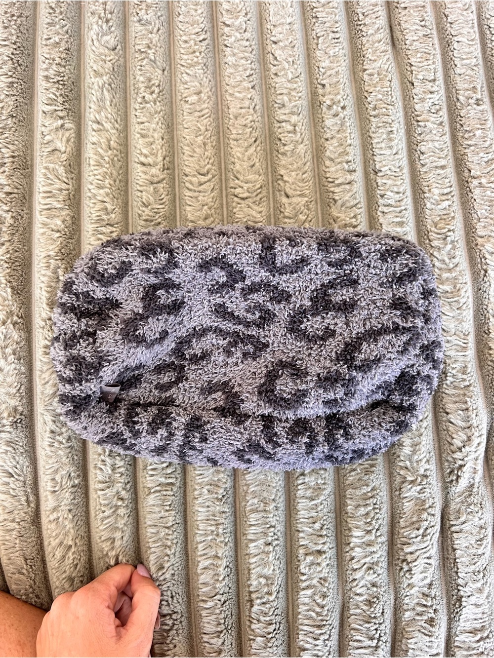 Barefoot Dreams Cozychic Fuzzy Cosmetic/Travel Case Gray/Black